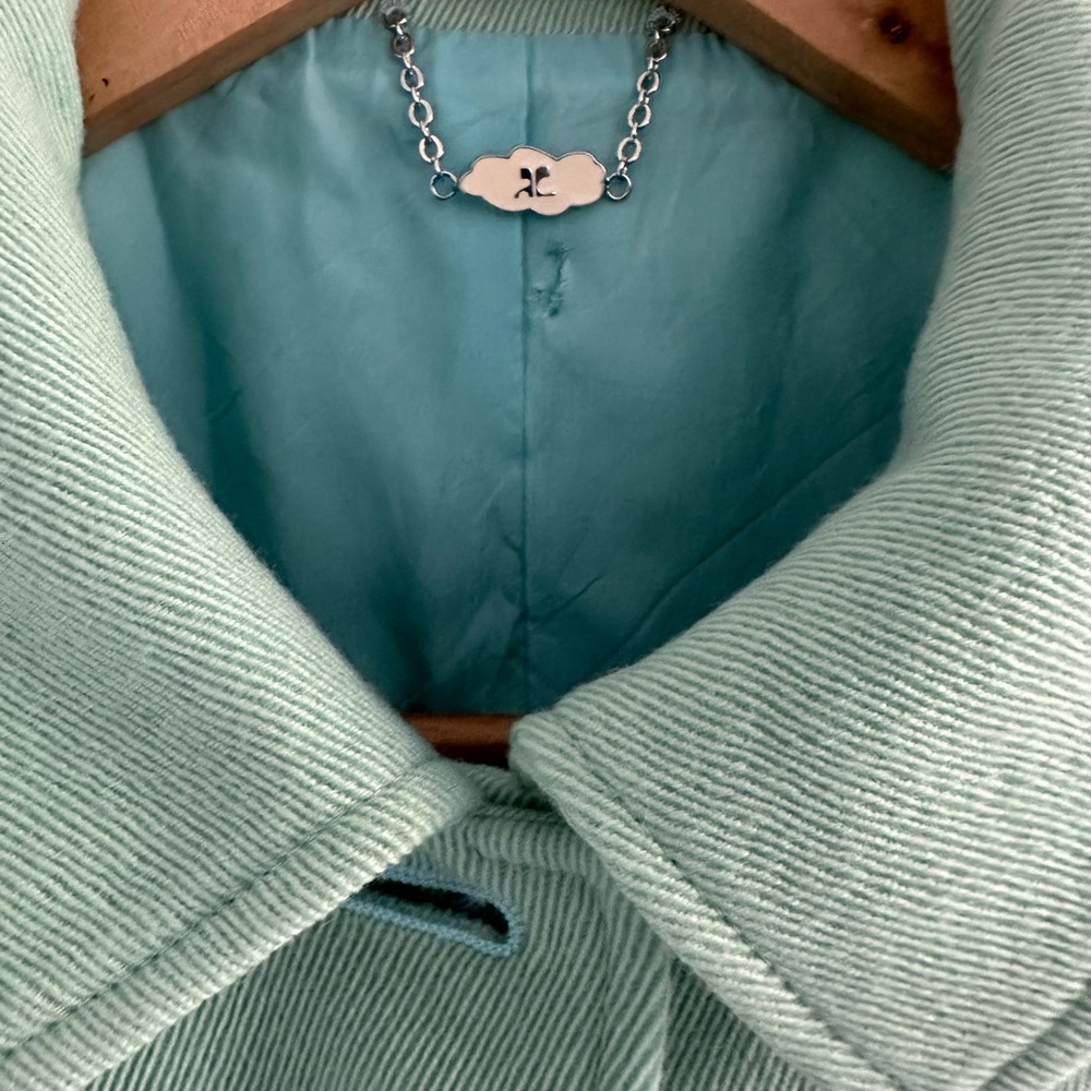 Courreges Mint Green Women's Blazer Jacket with Sliver Buttons - Picture 6 of 9